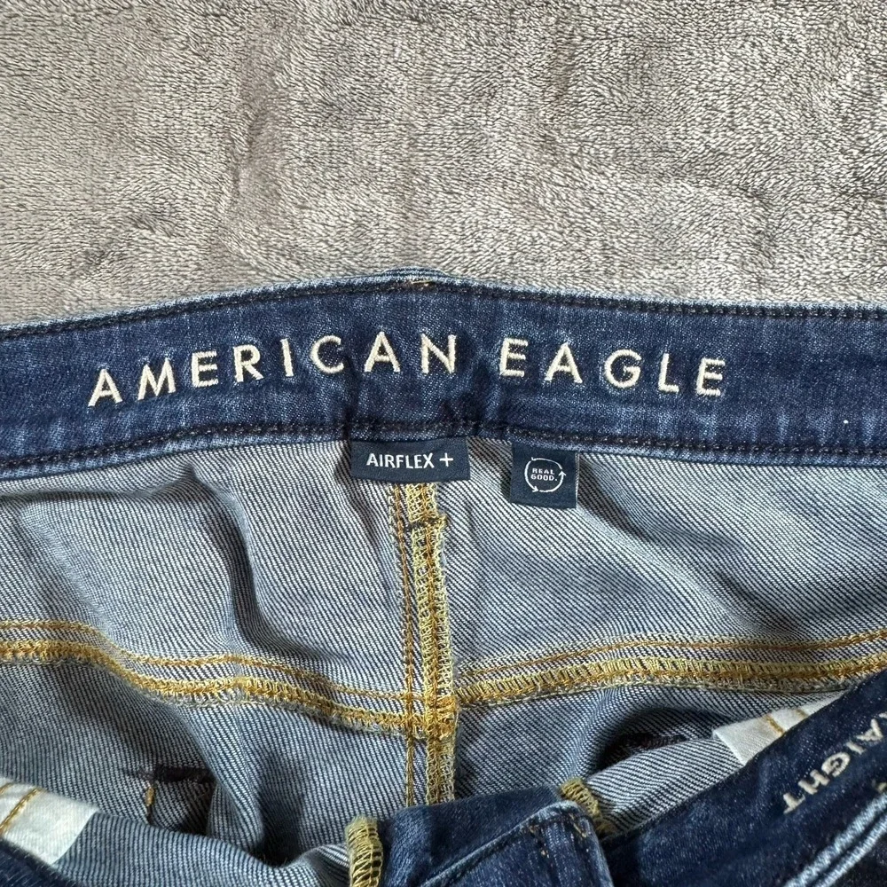 American Eagle AirFlex + Jeans Mens Size 36x30 Blue Slim Straight Stretch Faded‎